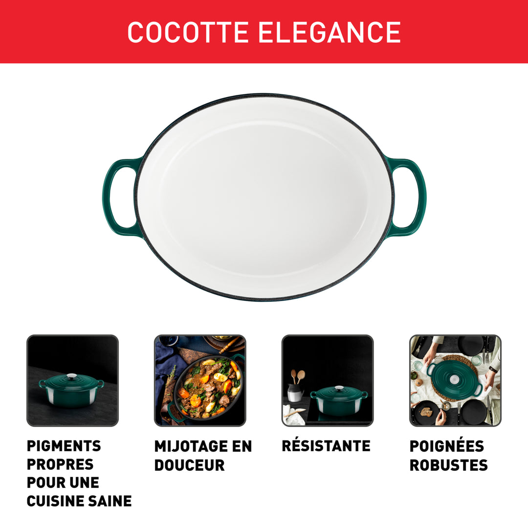 Cocotte Ovale en Fonte Tefal Elegance 23x29cm Vert