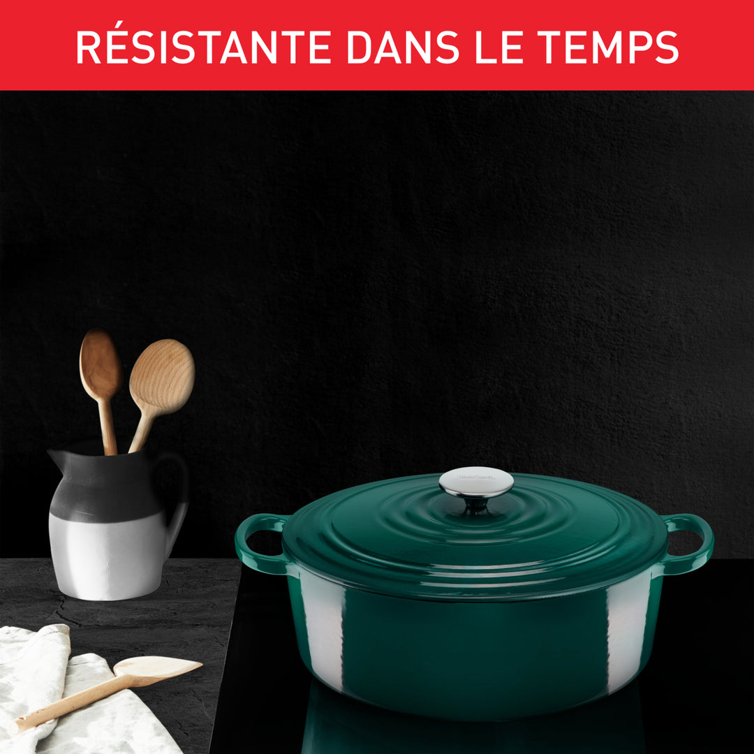 COCOTTE OVALE EN FONTE ELEGANCE 23*29CM VERT E2760604 Tefal