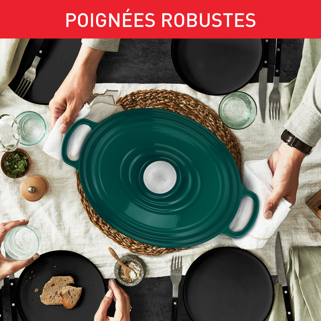 COCOTTE OVALE EN FONTE ELEGANCE 23*29CM VERT E2760604 Tefal