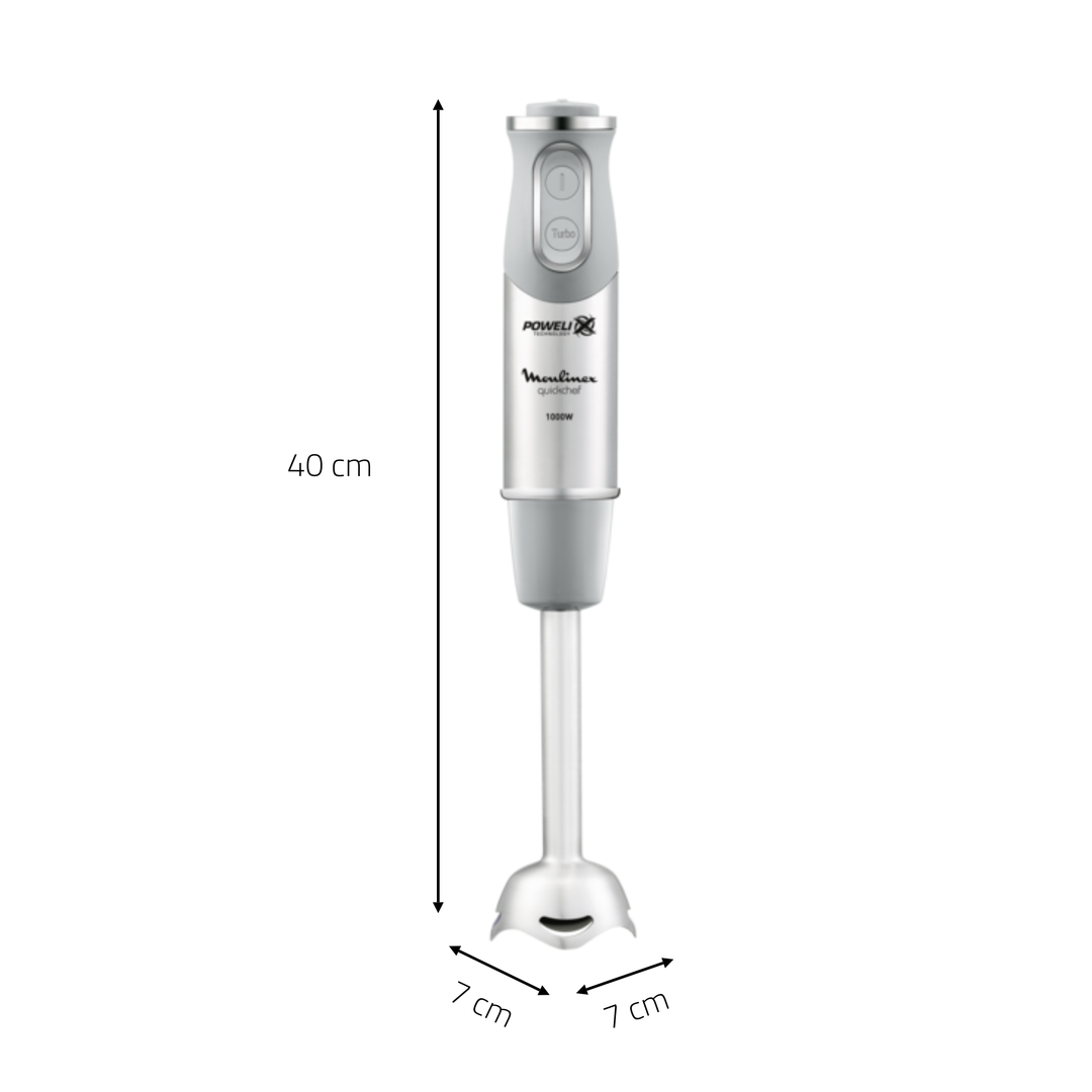 MIXEUR PLONGEANT QUICKCHEF 1000W 10V PIEDS INOX +ACC GRIS/SILVER DD655D10 Moulinex