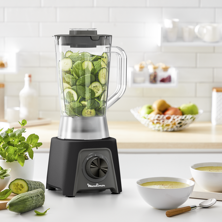 PACK BLENDER BOL EN PLASTIQUE 1,5L 450W 2V 1ACC NOIR LM2C3824 MOULINEX + YAOURTIERE YOGURTEO 7POTS SILVER YG231E32 MOULINEX