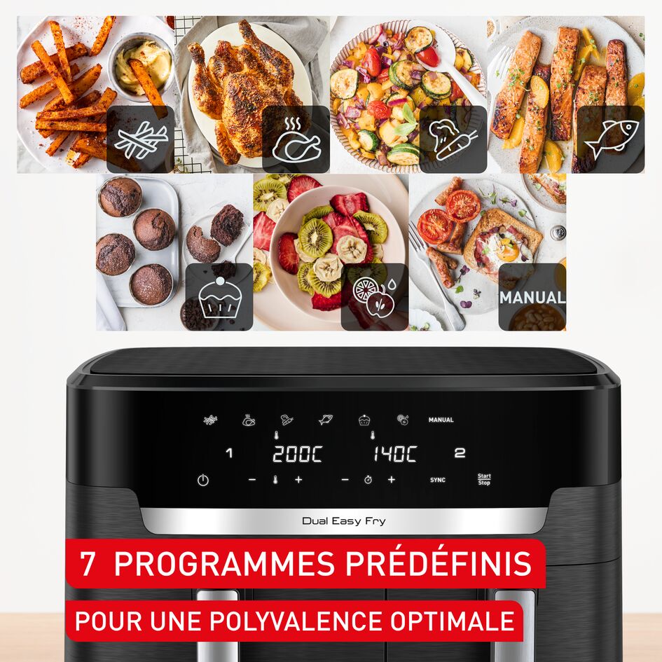 FRITEUSE DUAL EASYFRY XXL 11L 2700W GRISE EY942HE0 Tefal