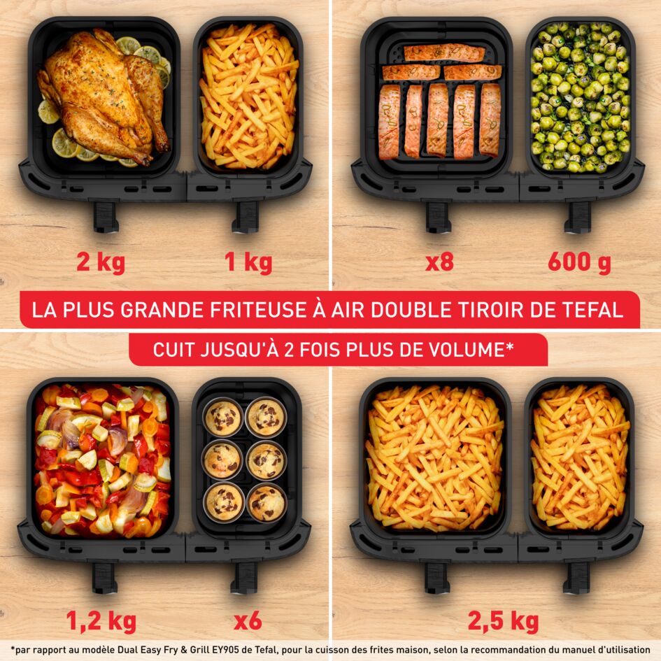 FRITEUSE DUAL EASYFRY XXL 11L 2700W GRISE EY942HE0 Tefal
