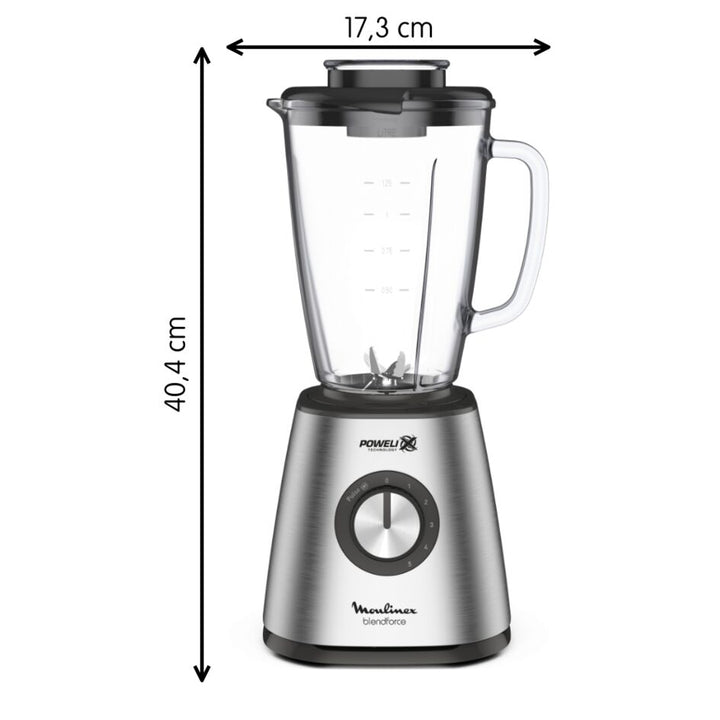BLENDER BOL EN VERRE 1,75L 800W 5V SILVER LM439D10 Moulinex
