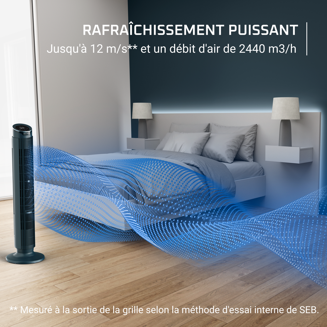 VENTILATEUR COLONNE SILENCE FORCE 5 MODES 12VITESSES+TELECOMMANDE  VU7050F0 Rowenta
