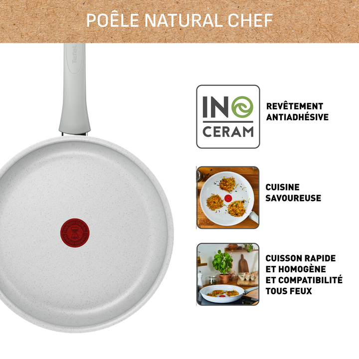 POELE 20CM NATURAL CHEF GRIS CLAIR C4510202 Tefal