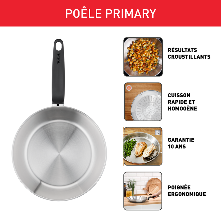 POELE INOX NR 20CM PRIMARY E3080204 Tefal